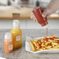 30ml 60ml 100ml prix usine bouteille plate en plastique bondée de confiture bouteille de miel de sauce à presser avec couvercle à vis valve en silicone