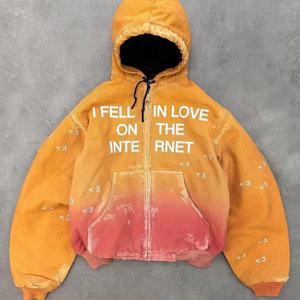 High Quality Stone Washed Vintage <b>Cropped</b> <b>Hoodie</b> Custom Printing Heavyweight Cotton French Terry <b>Zip</b> up <b>Hoodie</b> - Product Image 3