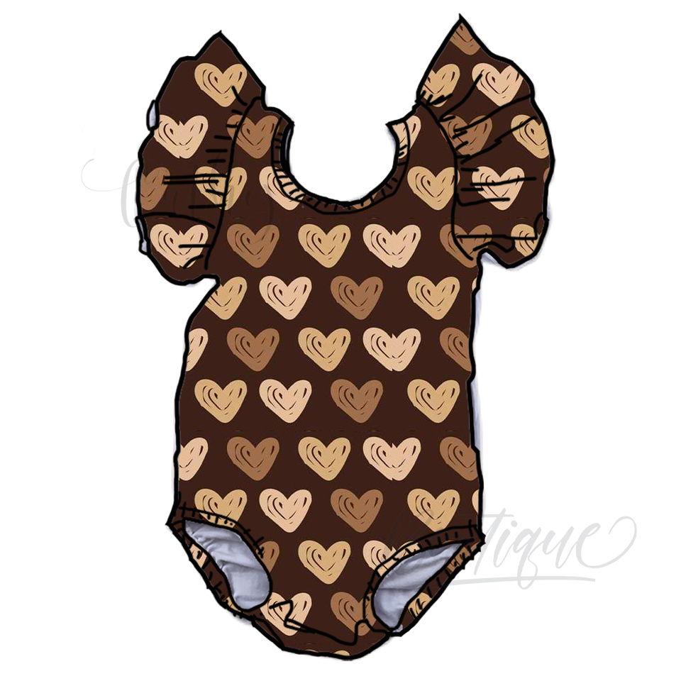 Новый дизайн от производителя Qingli, комбинезон с принтом в виде шоколадного сердца на День святого Валентина, танцевальный Купальник для девочек, балетная юбка, гимнастический купальник для девочек