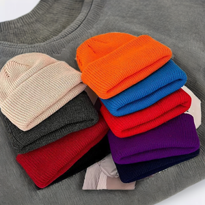 Wholesale Designer Autumn <b>Winter</b> 100% Cotton Knitted Cold <b>Hat</b> Travel Outdoor Warm Solid Color Unisex - Product Image 2
