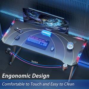 Échantillon Gratuit - <span class=keywords><strong>Bureau</strong></span> d'Ordinateur E-Sport - Vente Flash - <span class=keywords><strong>Bureau</strong></span> de Jeu pour Gamers avec <span class=keywords><strong>RGB</strong></span> et Porte-Gobelet - Product Image 4