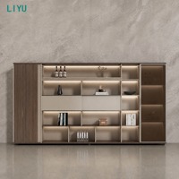 Ensemble de bureau exécutif moderne convertible et extensible avec armoire latérale et chaise de bureau pour bureau de directeur, meubles en placage de noyer