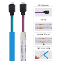 Bande lumineuse LED COB RGB 5V 576LEDs/m, contrôle par application Bluetooth, télécommande 44 touches, alimentation USB, corde flexible, lampe douce colorée, ruban adhésif