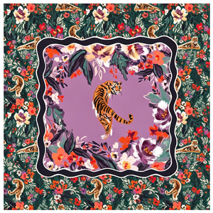 Artistieke paarse Amerikaanse Mahjongmat met levendige bloemenrandprint, antislip viltmat, op maat gemaakt, groothandel - Product Image 2