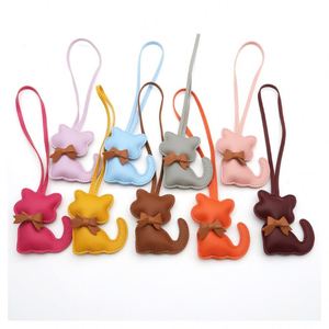 Colorful Kitten Leather <b>Bag</b> <b>Charms</b> Cute Bow Cat Leather Keychains Minimalist Animal <b>Bag</b> <b>Charm</b> Gifts for Her Cat Lover - Product Image 1