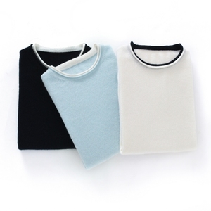 Suéter de Cachemira de dos piezas falso con <span class=keywords><strong>cuello</strong></span> redondo y puños enrollados de Cachemira pura para <span class=keywords><strong>mujer</strong></span> - Product Image 6