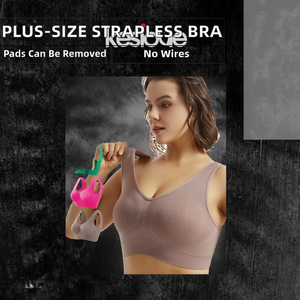 Women's Plus-Size Small Bust Wireless 3/4 Cup Strapless Sports Bra Removable Thin Pads Solid Breathable Spandex/Nylon Summer - Product Image 2