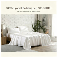 Parure de lit en fil de lyocell d'eucalyptus 100 % tissé teint en fil, 300 fils/cm², toutes saisons, vente en gros