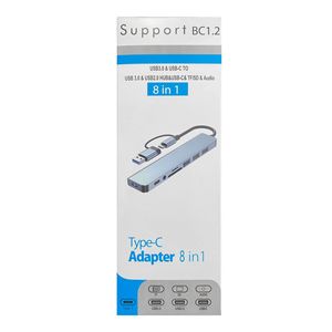 8-in-1デュアルヘッドタイプc Usb3.0 Usb cハブTF/SDカードリーダーポータブル3.5mmヘッドフォンジャック8-1 Usb cハブUsb 2.0 3.0ハブ - Product Image 6