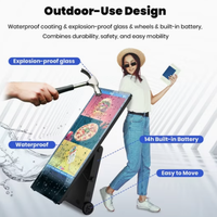 Afficheur numérique portable de 43 pouces, alimenté par batterie, sur pied, signalétique mobile, écran LCD publicitaire, kiosque