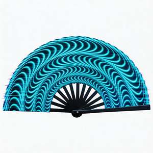 Abanico Plegable Grande de Bambú con Logotipo Personalizado Holográfico, Pintado a Mano con Láser, Herramienta para Calmar el Estrés en Festivales y Fiestas, Decoración para el Hogar - Product Image 2