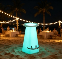 Tabouret de bar hexagonal lumineux à LED, design moderne, étanche, à couleurs changeantes, avec repose-pieds haut, pour intérieur/extérieur, salle à manger, hôtel