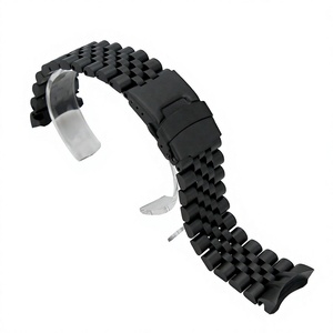 Bracelet de montre en acier inoxydable 316L noir mat de haute qualité 22 mm Happy Time, maillons entièrement solides, petit MOQ pour 007 - Product Image 5