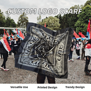 High Quality Fashionable Double <strong>Bandana</strong> <strong>Custom</strong> Satin Square Polyester Scarf with Personalized Logo Print - Product Image 3