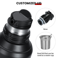 Bouteille d'eau isotherme en acier inoxydable de 1300 ml avec poignée de transport pliable, thermos isolant pour les boissons chaudes et froides en voyage