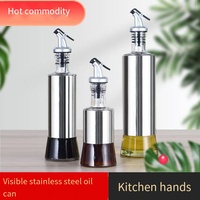 Récipient en verre de condiment de bouteille de distributeur d'huile de cuisine de contrôle facile d'acier inoxydable pour l'usage alimentaire de sauce de soja