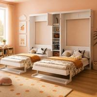 Lit Murphy moderne pliable et réglable Illusion Murphy avec structure en bois et en acier, tailles Full/Queen/King