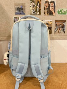 Sac à dos décontracté vintage à motif lettres, grande capacité, unisexe, en tissu premium, fermeture éclair, PVC, style printemps-été, pour l'école, Japon - Product Image 3