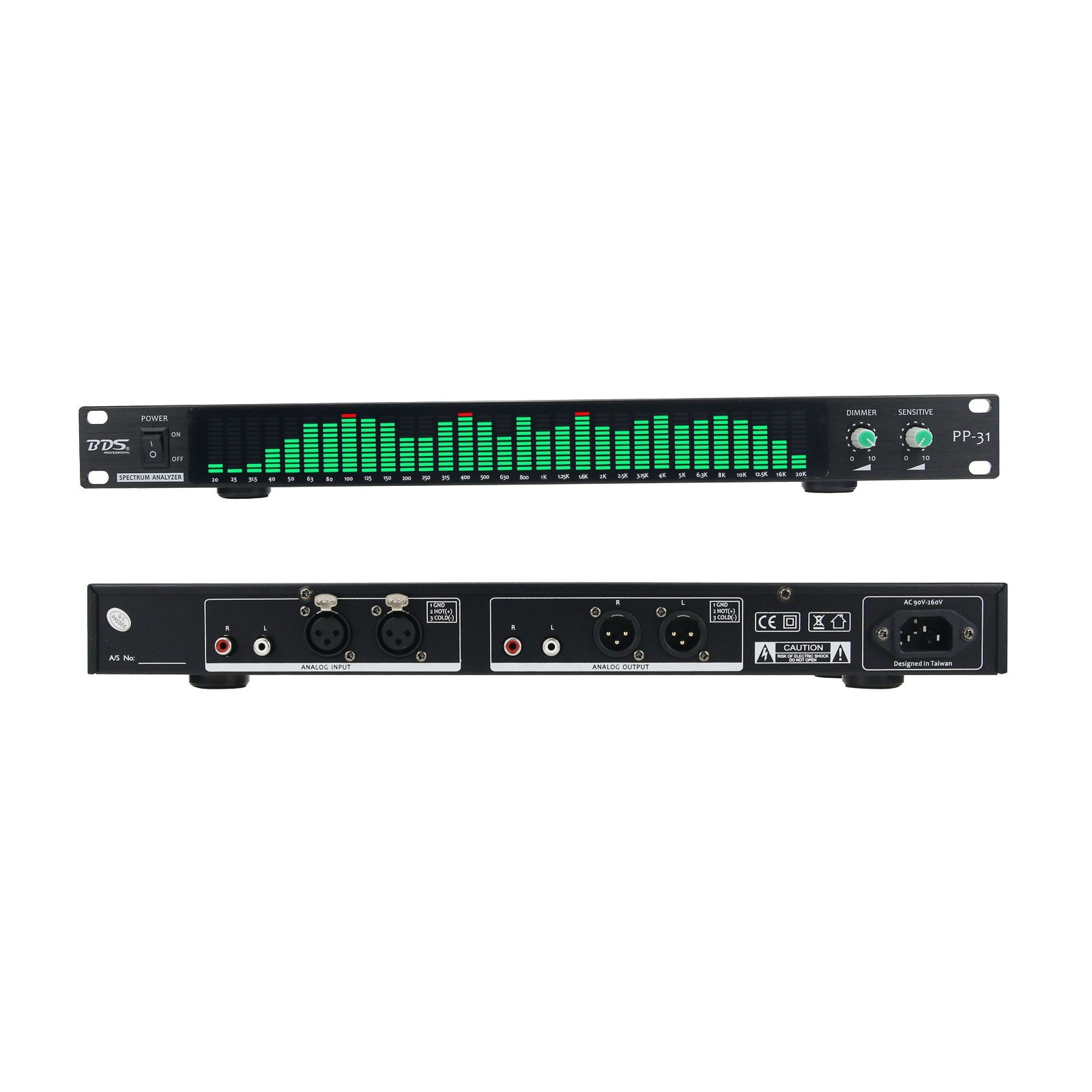 BDS PP-31 Green Digital <strong>Audio</strong> Spectrum Analyzer Display 1U Music Spectrum VU Meter 31 Segments