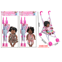 Poupée Bébé Noire Ronde de 30 cm, 5 Articulations, Jambes Pliables, Yeux 3D Réalistes, en Vinyle, Poussette, 4 Sons, Fonctionne à Piles, Jouet Éducatif pour Enfants 3+