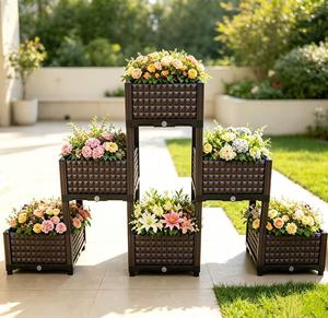 Jardinière Carrée Auto-Arrosante en PP Durable, Écologique, Style Ferme Contemporain & Japandi, Design Romain, Mignonne, 200x40x83cm - Product Image 4