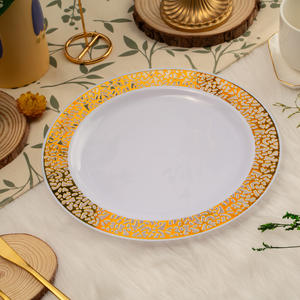 Plaques de présentation rondes en plastique PS de luxe dorées <span class=keywords><strong>avec</strong></span> bordure évidée à motif personnalisé et jantes sculptées pour mariage - Product Image 5