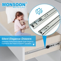 Glissières de tiroir télescopiques à roulement à billes robustes M03401 pour armoires de cuisine, chambre, salle de sport et salle de bain - Capacité de charge de 45 kg
