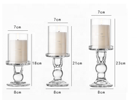 Bougeoir en verre transparent avec couvercle, ensemble de bougeoirs pour bougies pilier, coniques et chauffe-plat, pour table à manger, mariage, fête, décoration intérieure