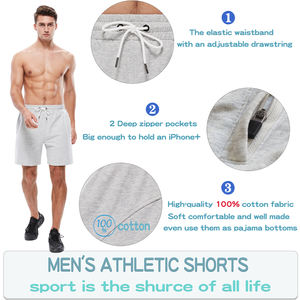 Pantalones cortos deportivos de secado rápido Anti-UV de lona media vintage personalizados de fabricante para hombre poliéster/algodón gris baloncesto correr - Product Image 6