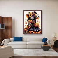 Huijie 40x50cm Kit de peinture par numéros style américain moderne, fait main, durable, écologique, acrylique, art mural d'Halloween