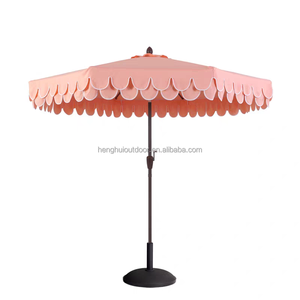 Sombrilla <span class=keywords><strong>de</strong></span> patio <span class=keywords><strong>de</strong></span> madera <span class=keywords><strong>de</strong></span> alta calidad, grande, <span class=keywords><strong>de</strong></span> 9 pies, rosa, con doble borde festoneado, <span class=keywords><strong>para</strong></span> jardín, terraza y patio trasero - Product Image 6