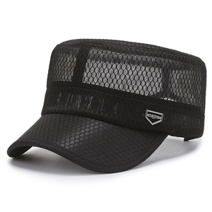 Snapback Cap Breathable Mesh Flat Top Hat For Men Outdoor Sun Protection Black - Product Image 3
