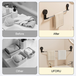 UFORU Étagère <span class=keywords><strong>de</strong></span> rangement murale à ventouse <span class=keywords><strong>extensible</strong></span> et réglable pour toilettes, <span class=keywords><strong>salle</strong></span> <span class=keywords><strong>de</strong></span> bains, organisateur, porte-serviettes - Product Image 3