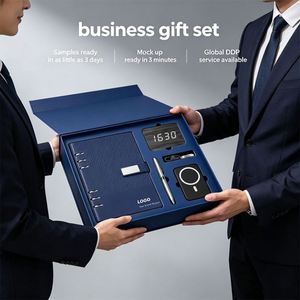 Ensemble Cadeau Minimaliste Personnalisé en Cuir PU Végan : Carnet d'Affaires, Stylo, Batterie Externe, Porte-clés avec Logo Personnalisé en Relief (OEM) - Product Image 2