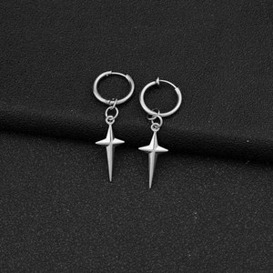 Boucles d'oreilles pendantes croisées unisexe en acier inoxydable, design simple et original, haute qualité, vente chaude 2026, bijoux tendance en gros - Product Image 5