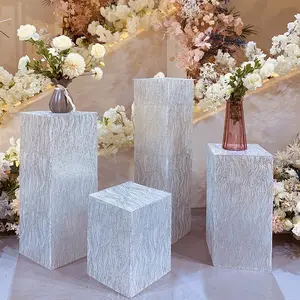 C41 Three dimensions square column wedding ornament party cake table wedding scene layout props crystal geometric square column