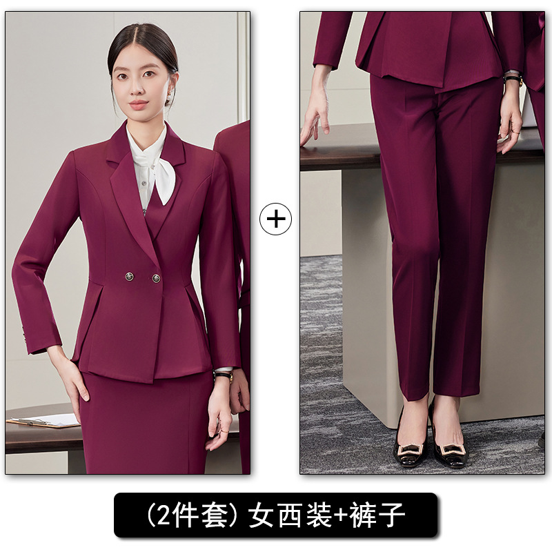 Women's burgundy suit pants