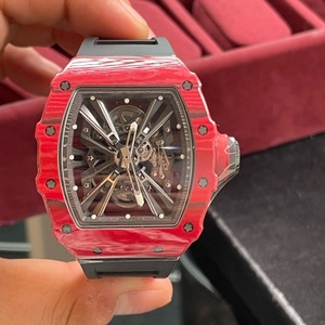 Luxury 12-01 Carbon Fiber <b>Skeleton</b> <b>Automatic</b> <b>Watch</b> Men RM Style Tonneau Sapphire Crystal Sport Wristwatch - Product Image 1
