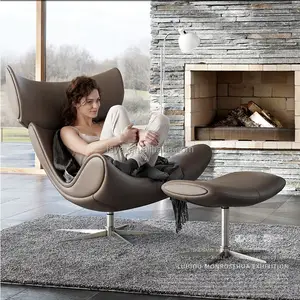 Imola-muebles para el hogar, comedor de fibra de vidrio, diseño moderno, sala de estar de lujo, silla giratoria de cuero para salón