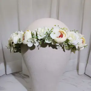Fairy Flower Headband Wreath Seaside Bride Bridesmaid Photo Headflower Women Girl Bridal Hair Accessory Wedding Flower Crown