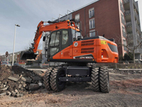 Peralatan Teknik Efisiensi Tinggi DX150W Excavator Beroda Putar 360 Derajat
