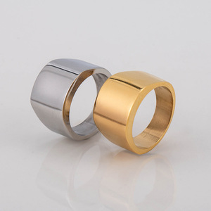 Anillo Geométrico de Acero de Titanio Chapado en Oro de 18K, Joyería para Hombre, Color Sólido, Diseño Minimalista, Verano 2022 - Product Image 1
