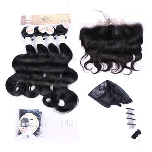 Lot de 4 Bundles Frontal, Extensions de Cheveux Brésiliens 100% Remy, Qualité Supérieure Garantie, Sans Chute ni Enchevêtrement - Product Image 3