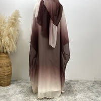 Modeste musulman dame Abaya Robe caftan ensemble avec écharpe Super brillant en mousseline de soie tissu décontracté manches chauve-souris Maxi Robe pour les femmes S233