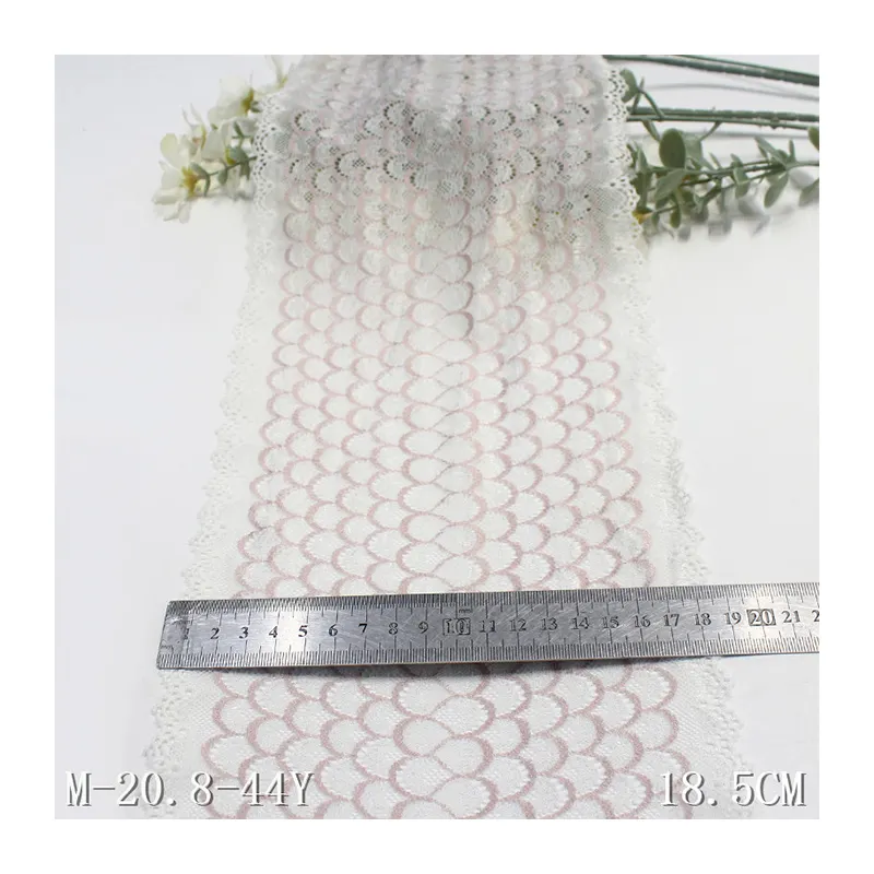 Factory selling 18cm nylon spandex scale design lingerie stretch soft lace trim