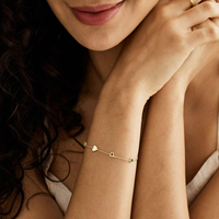 Collier Pendentif Lettre Personnalisée Qiuhan Plaqué Or, Bijou Femme, Cadeau, Bracelet Délicat Personnalisé avec Initiale et Pierre de Naissance