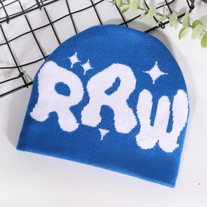 Bonnet unisexe en acrylique jacquard style urbain, motif lettres rétro, tricoté, pour l'hiver, vente en gros, service d'étiquetage privé - Product Image 6