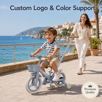 Bicicleta Multifuncional 5 en 1 para Bebés, Bicicleta de Equilibrio para Niños de 12 Pulgadas con Múltiples Modos, Bicicleta Ajustable para Niños Pequeños con Barra de Empuje para Padres