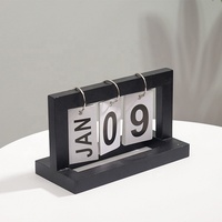 Calendrier de bureau vintage en bois à rabat rustique décoratif - Couleur/taille/forme personnalisable Retour à l'école Bureau Étude Ornement