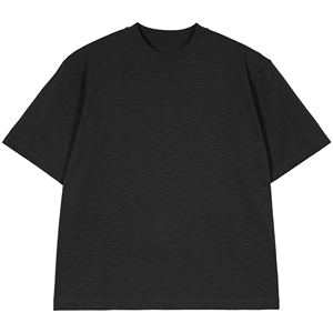 T-shirt à manches courtes à 5 manches de couleur unie T-shirt polyvalent décontracté en coton flammé pour homme - Product Image 1